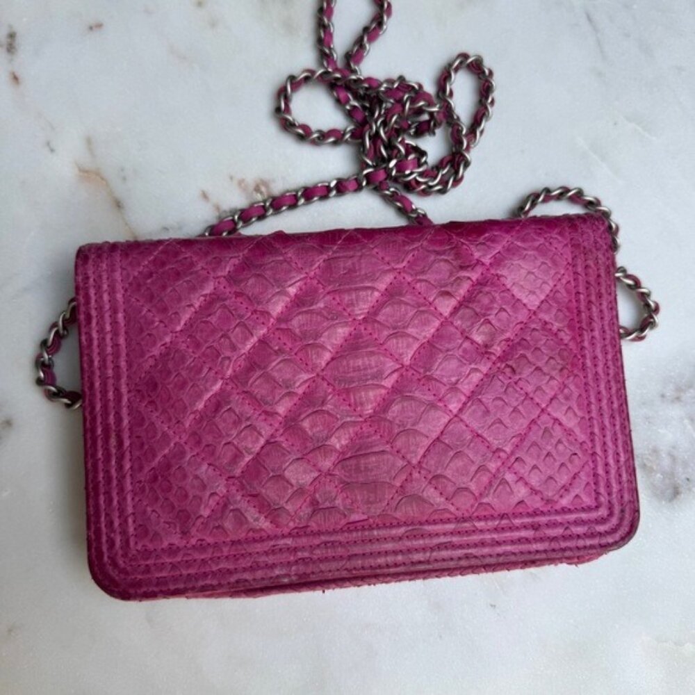 Chanel Exotic Python Boy WOC Wallet on Chain Crossbody - Picture 5 of 15